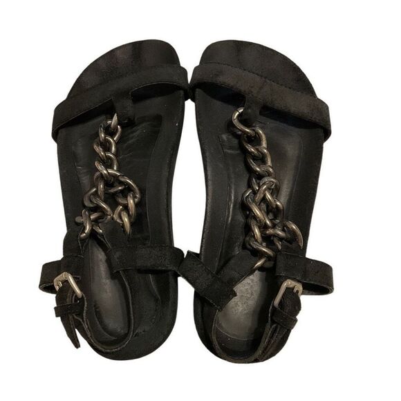 Bimba y Lola Suede Chain Fisherman Sandals, Size 37. (6.5/7 US) Black Spain. - Picture 2 of 16